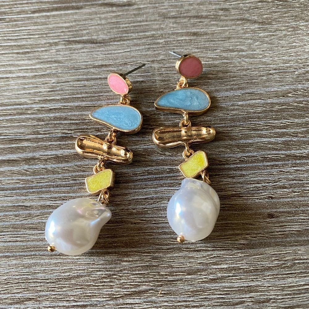 Bohemian pearl drop earrings M190 - Picture 2 of 4